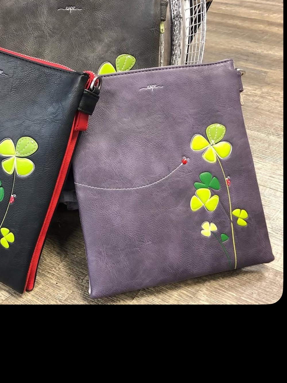 Espe bags NWT Stylish Floral Crossbody Bag - Purple with Lime Accents